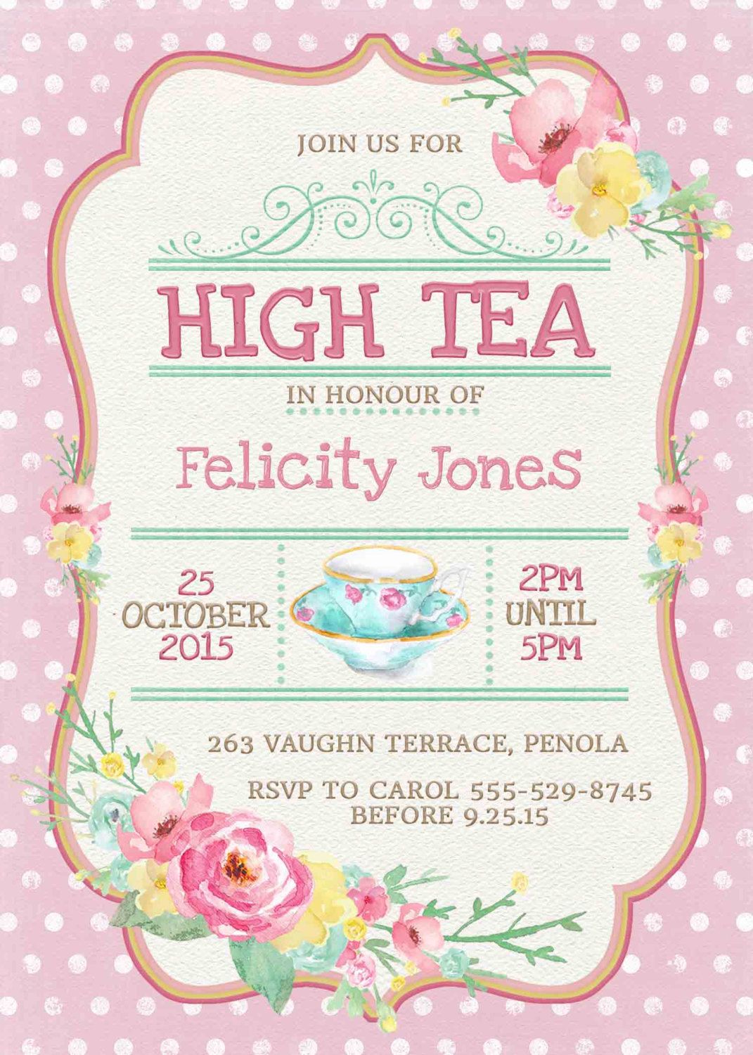 Kitchen Tea Invitation Or High Tea By Westminsterpaperco On Etsy