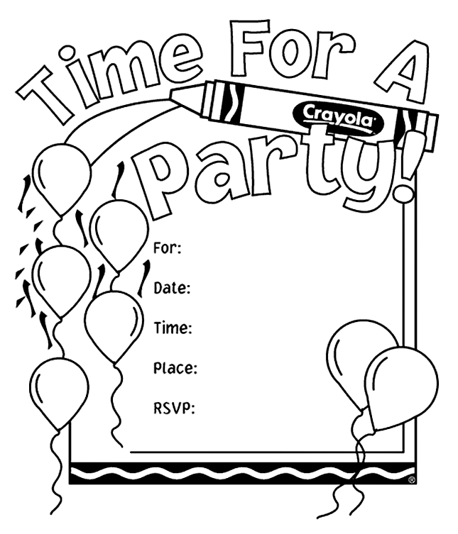 Coloring Party Invitations