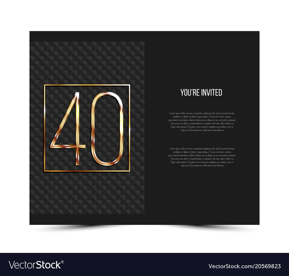 40th Anniversary Invitation Card Template Vector Image