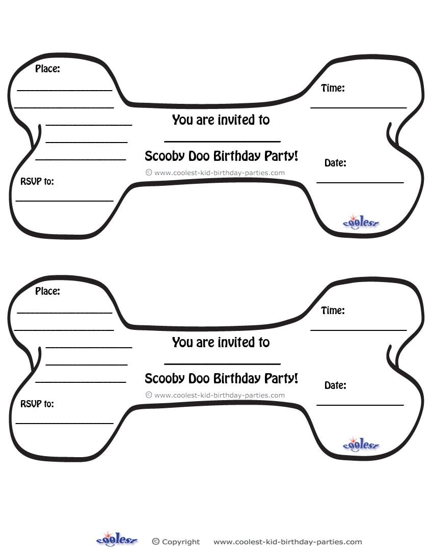 Printable Dog Bone Scooby Doo Invitations Coolest Free Printables