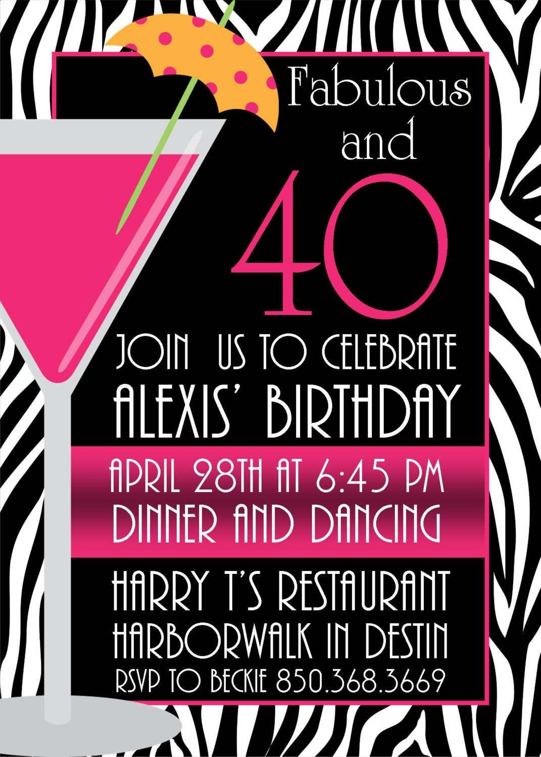 Pictures Of Stylish Women For 40th Birthday Invitation
