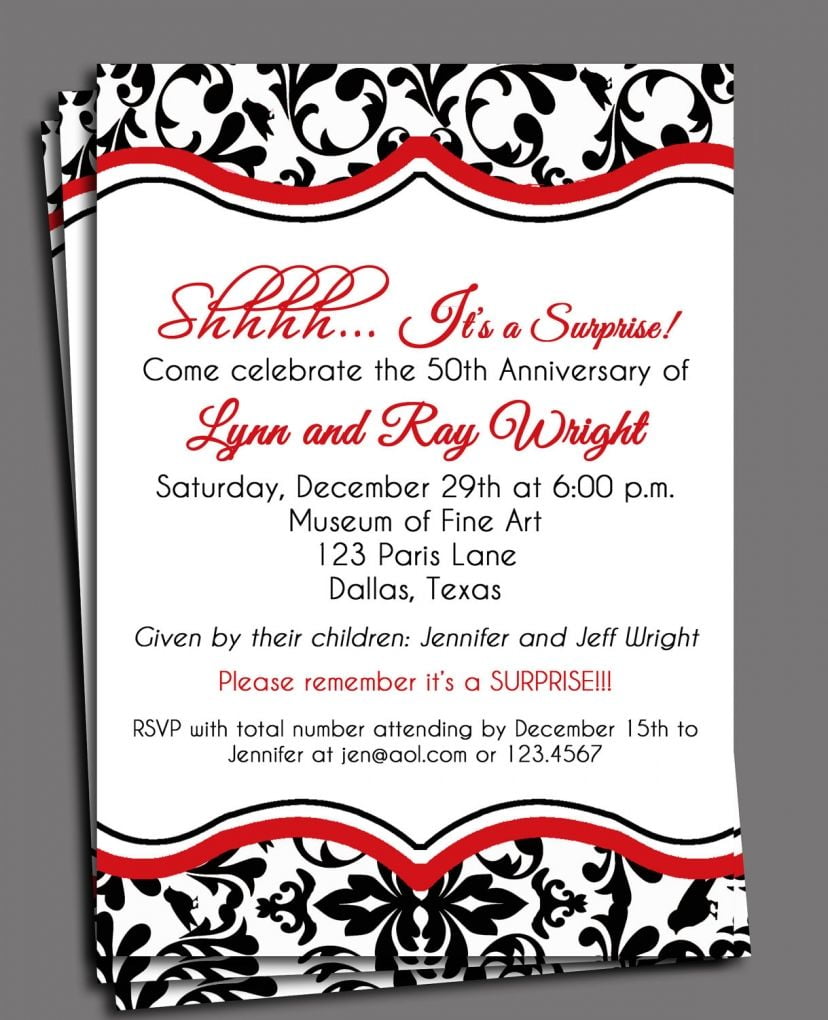Black Damask Invitation Printable Or Printed With Free Shipping