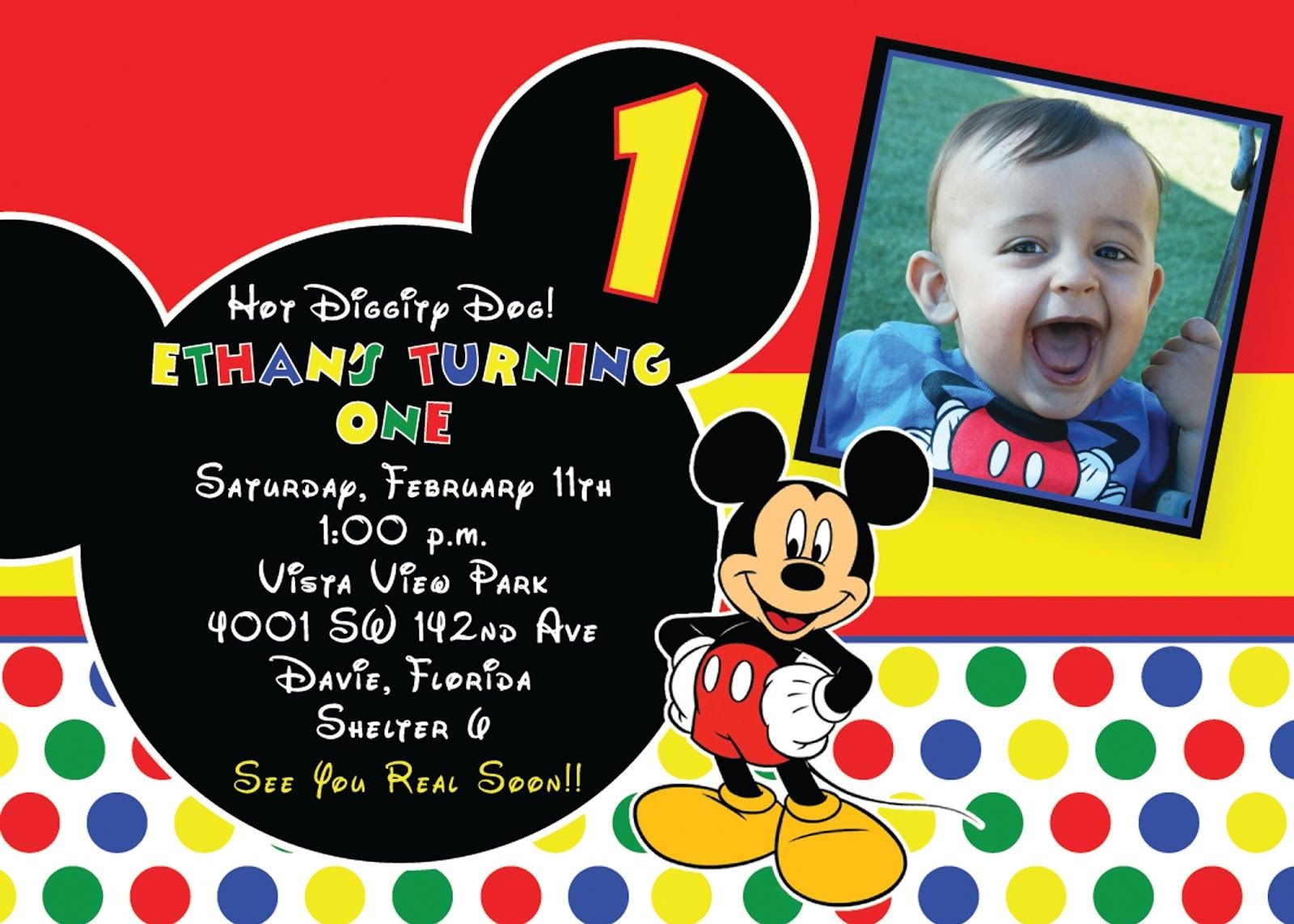 Mickey Mouse Birthday Invitations Template Free