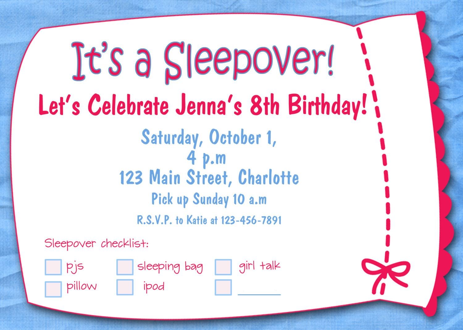Free Printable Sleepover Birthday Party Invitations Girls