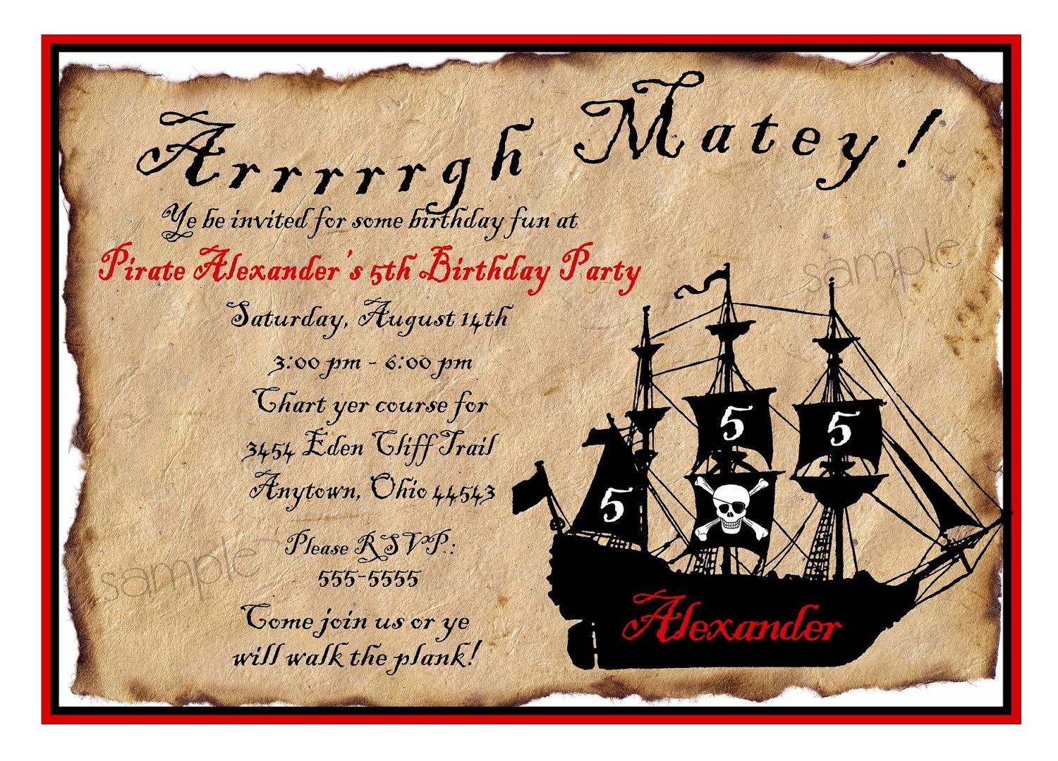 Free Printable Pirate Party Invitations