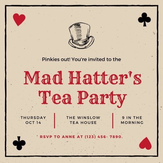 Invitation Template  Mad Hatter Tea Party Invitation Template Free