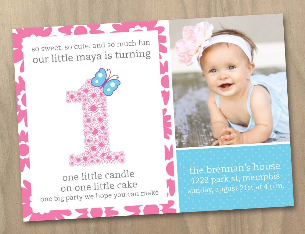 Free Baby St Birthday Invitation Card Template First Fabulous Girl