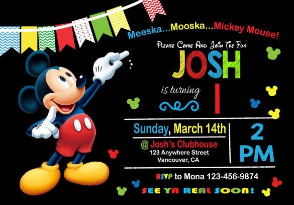 Free Printable Mickey Mouse Birthday Invitation Template  Free