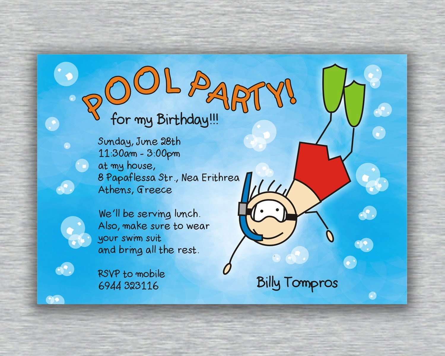 Birthday Pool Party Invitations Birthday Pool Party Invitations