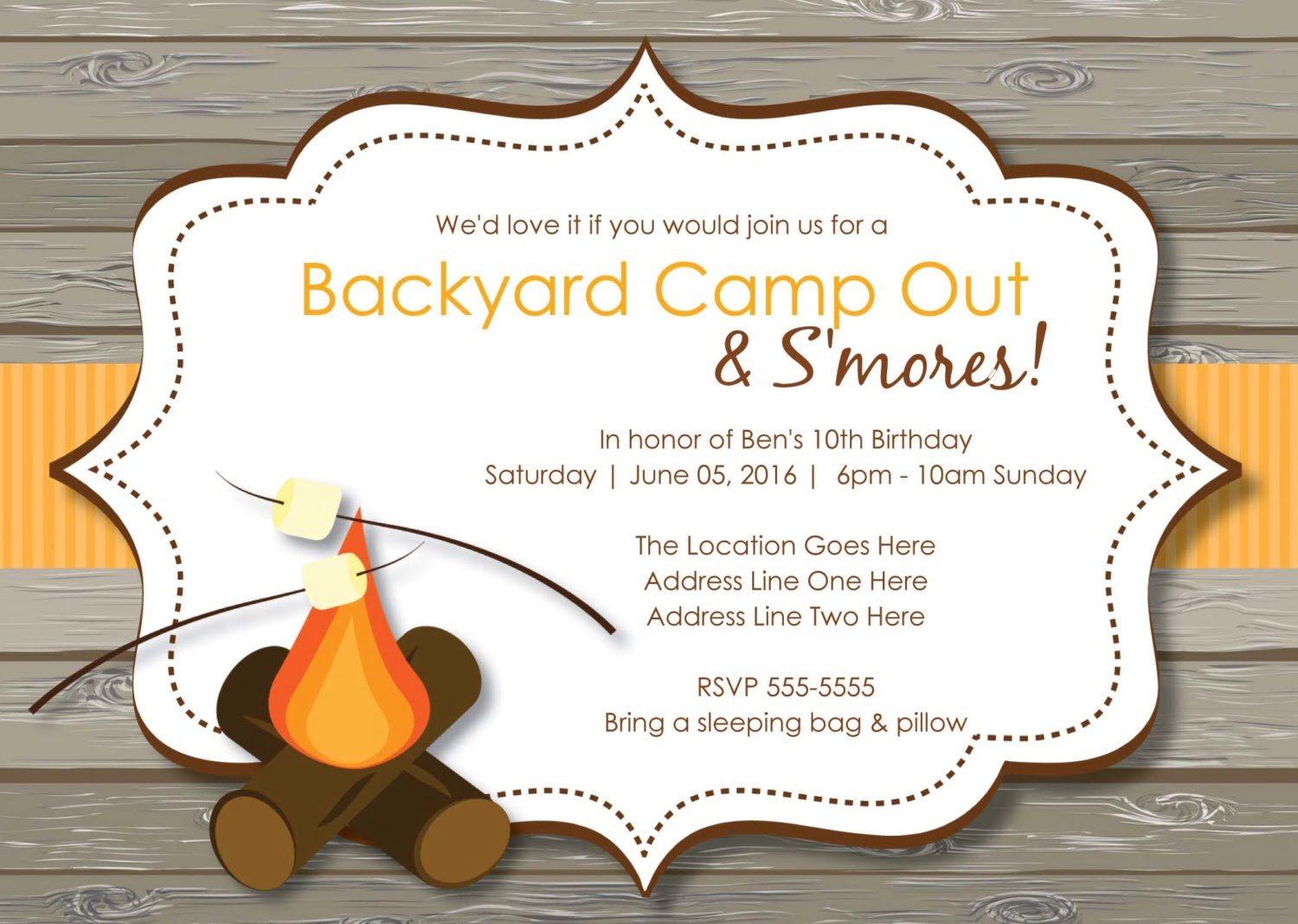 Camping Birthday Party Invitations Camping Birthday Party