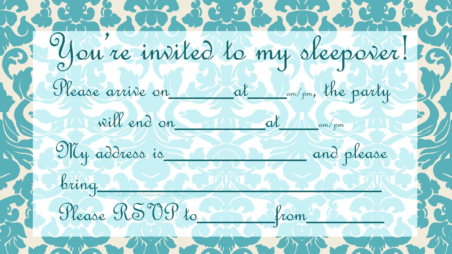 Invitations For Sleepover Party