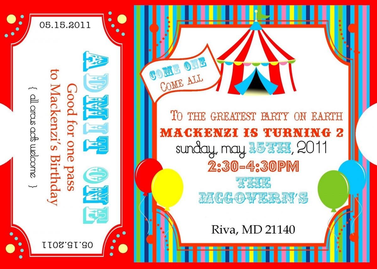 Free Printable Carnival Ticket Invitations