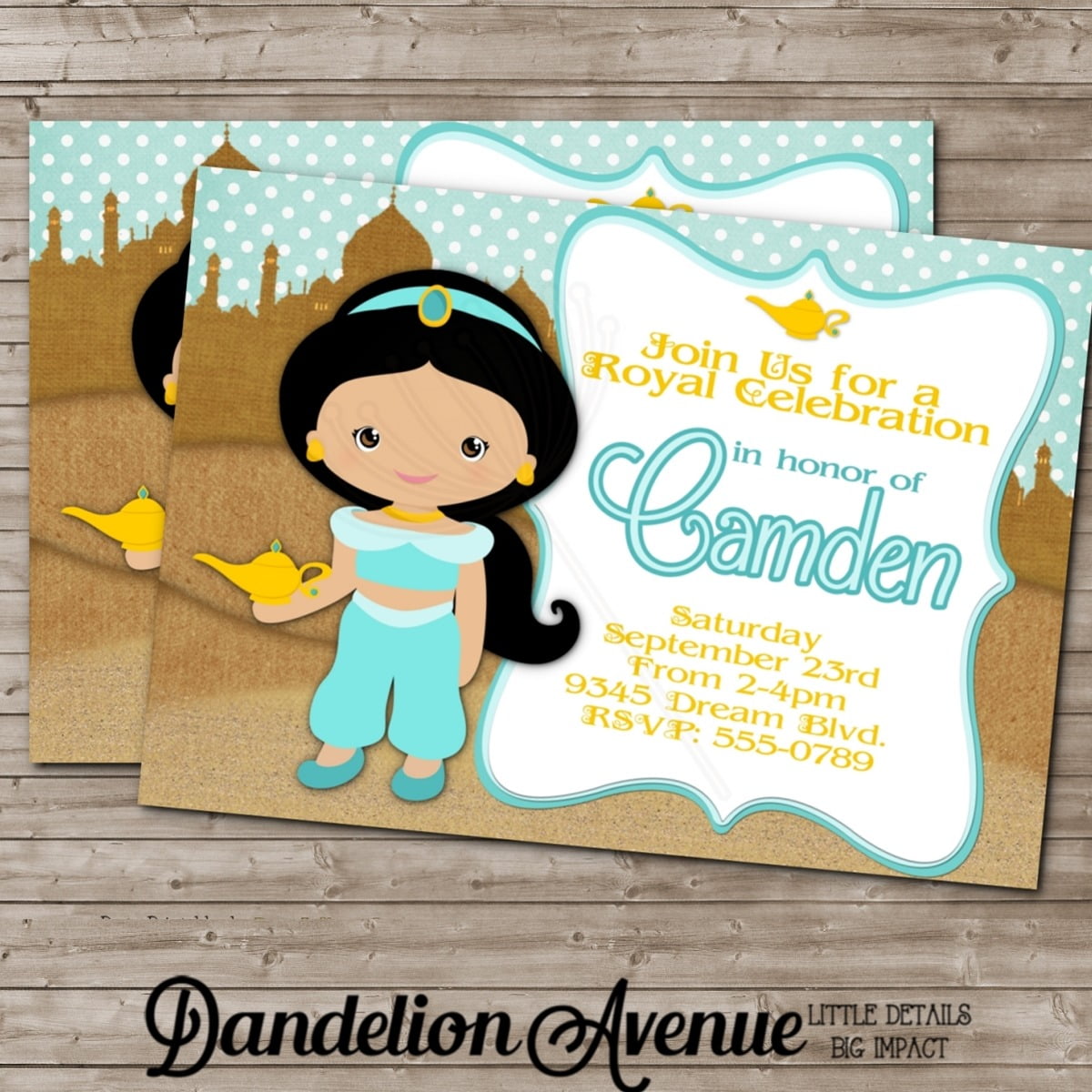 Desert Princess Jasmine Of Agrabah Birthday Invitation