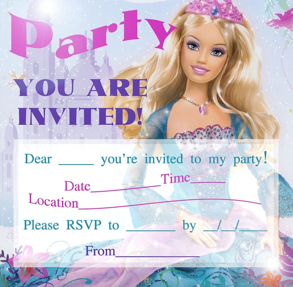 Barbie Birthday Invitations Free Printable