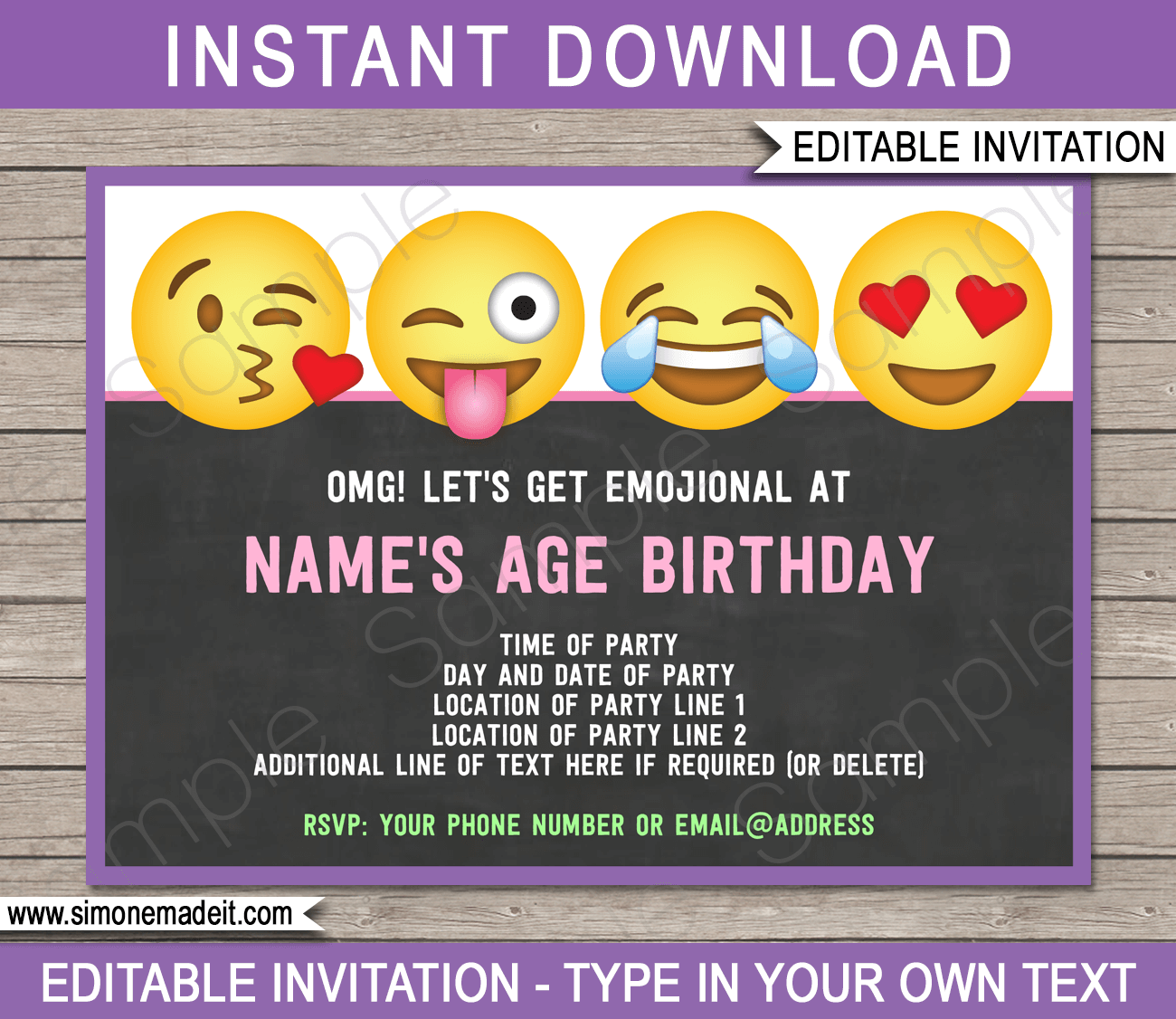 Emoji Party Invitations Template