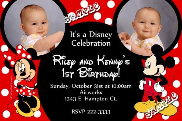 Free Printable Mickey Mouse 1st Birthday Invitation  On Sale 35