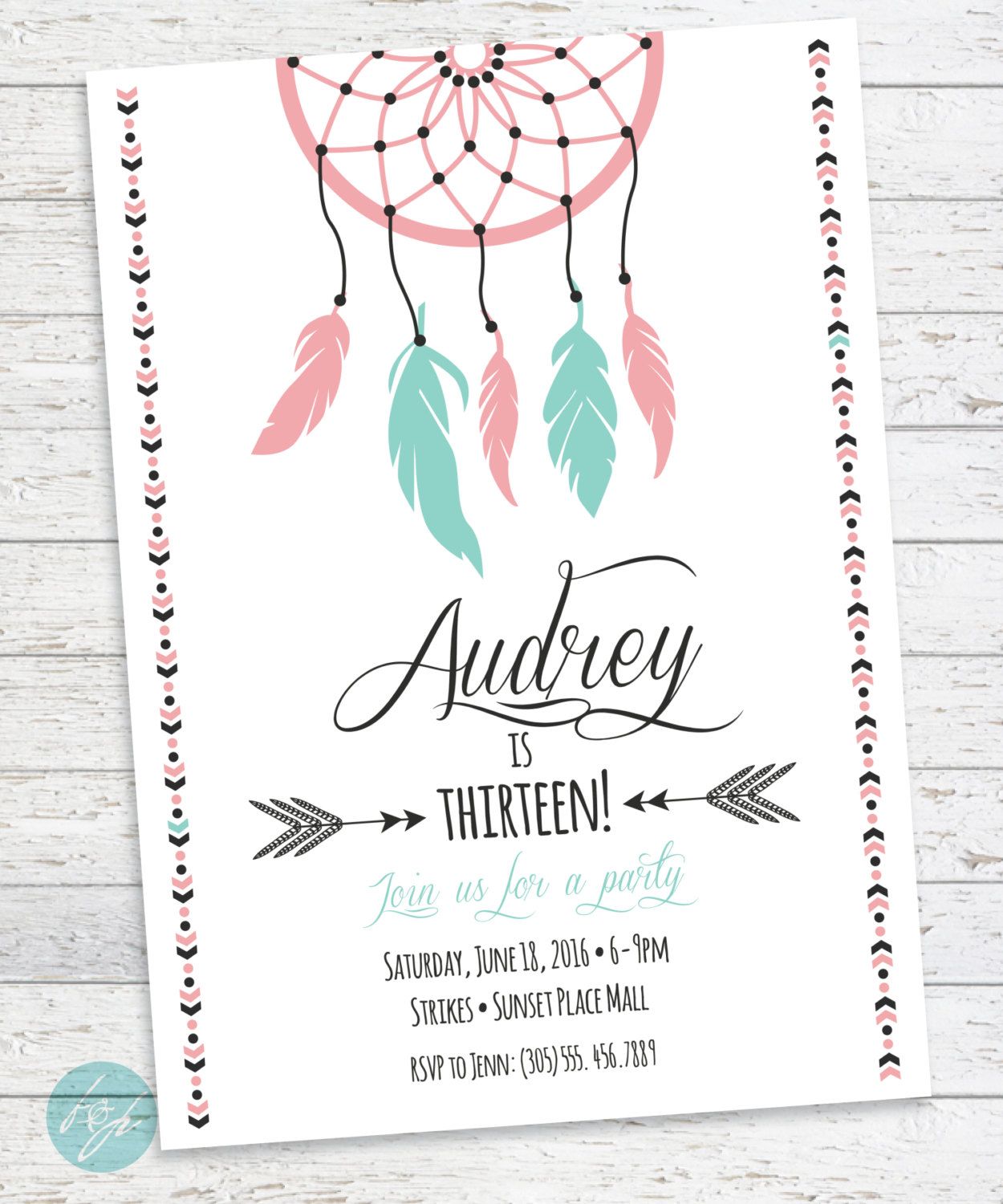 Boho Birthday Invitation, Aztec Tribal Invitation, Bohemian
