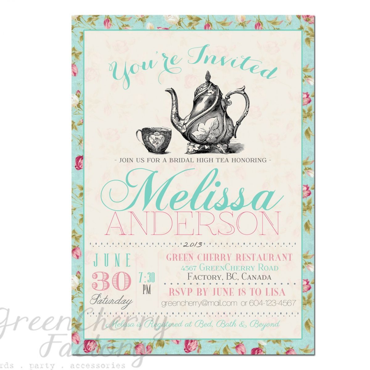 Tea Party Invitation Templates To Print