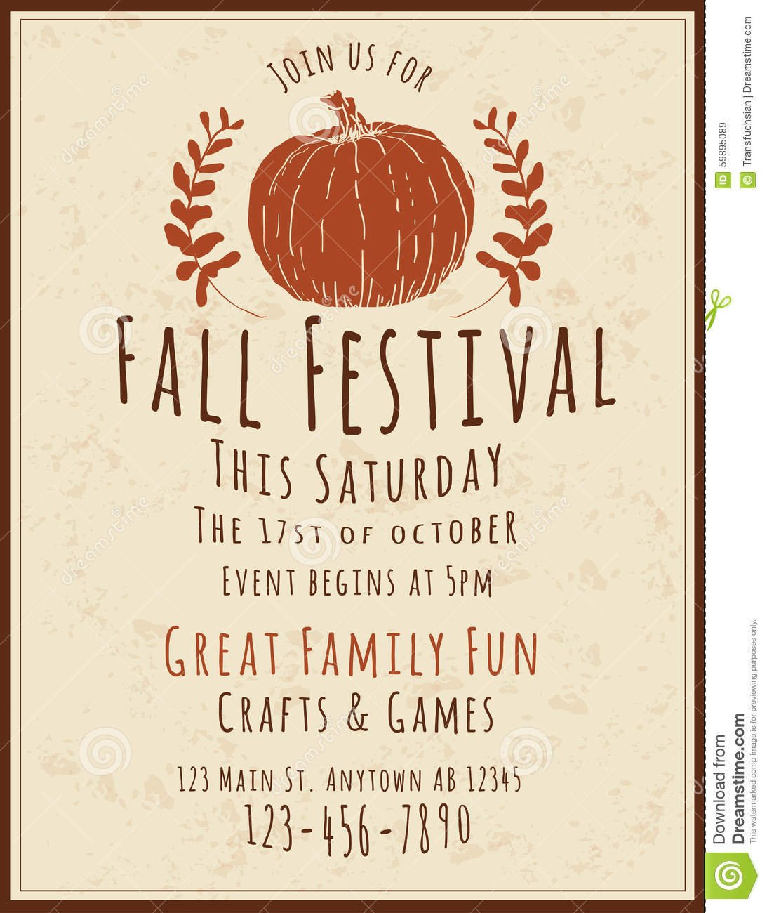 Fall Festival Flyer Template Stock Vector