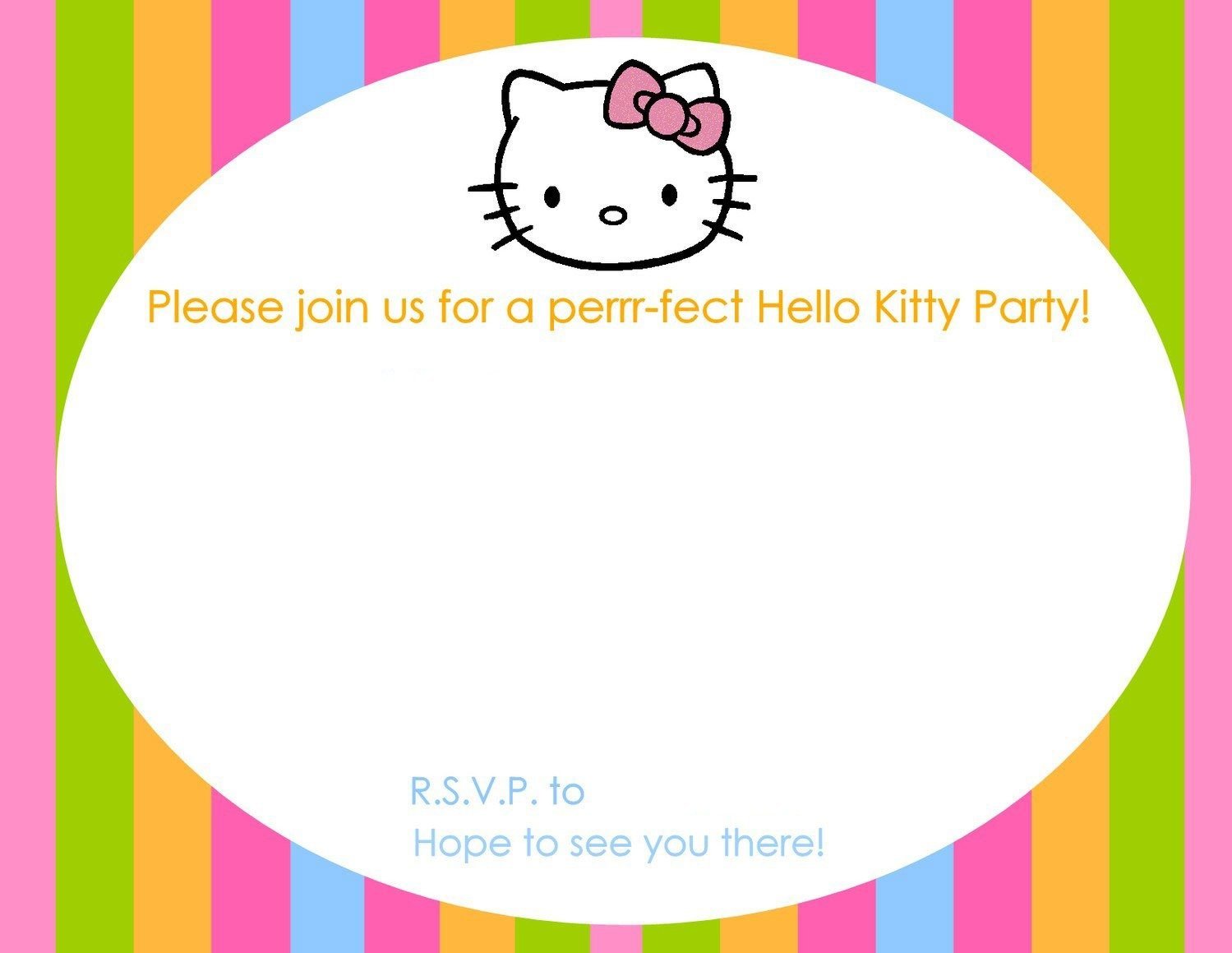 Free Printable Colorful Hello Kitty Birthday Invitation Superb