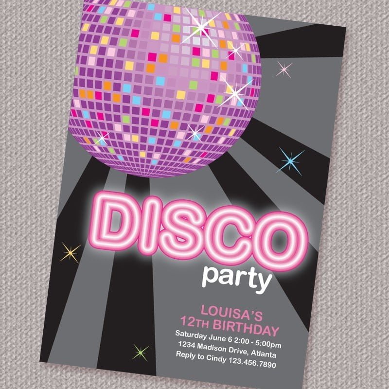 Spectacular Disco Party Invites Printable