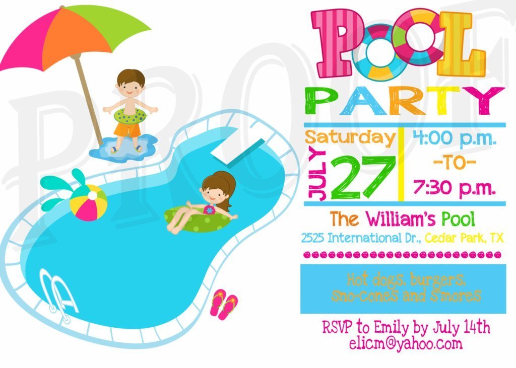 Free Printable Pool Party Flyers Cute Free Printable Pool Party