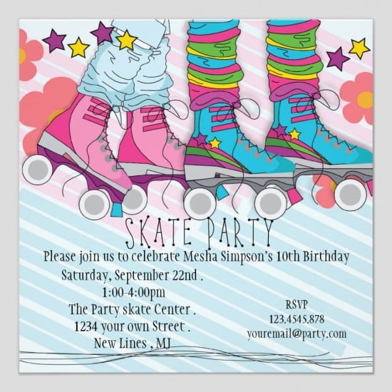 Bcaaadaafefaa Cute Skate Party Invitations Free