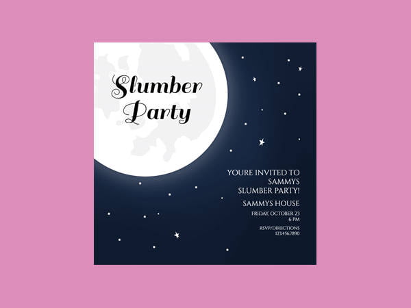 Full Moon Design Slumber Party Invitation Template Luxury