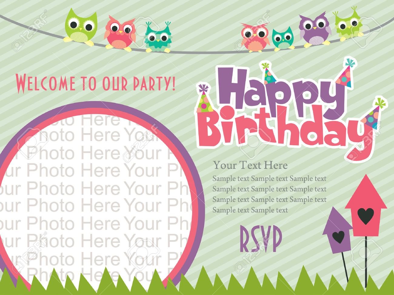 Happy Birthday Invitation Card Design Vector Illustration New