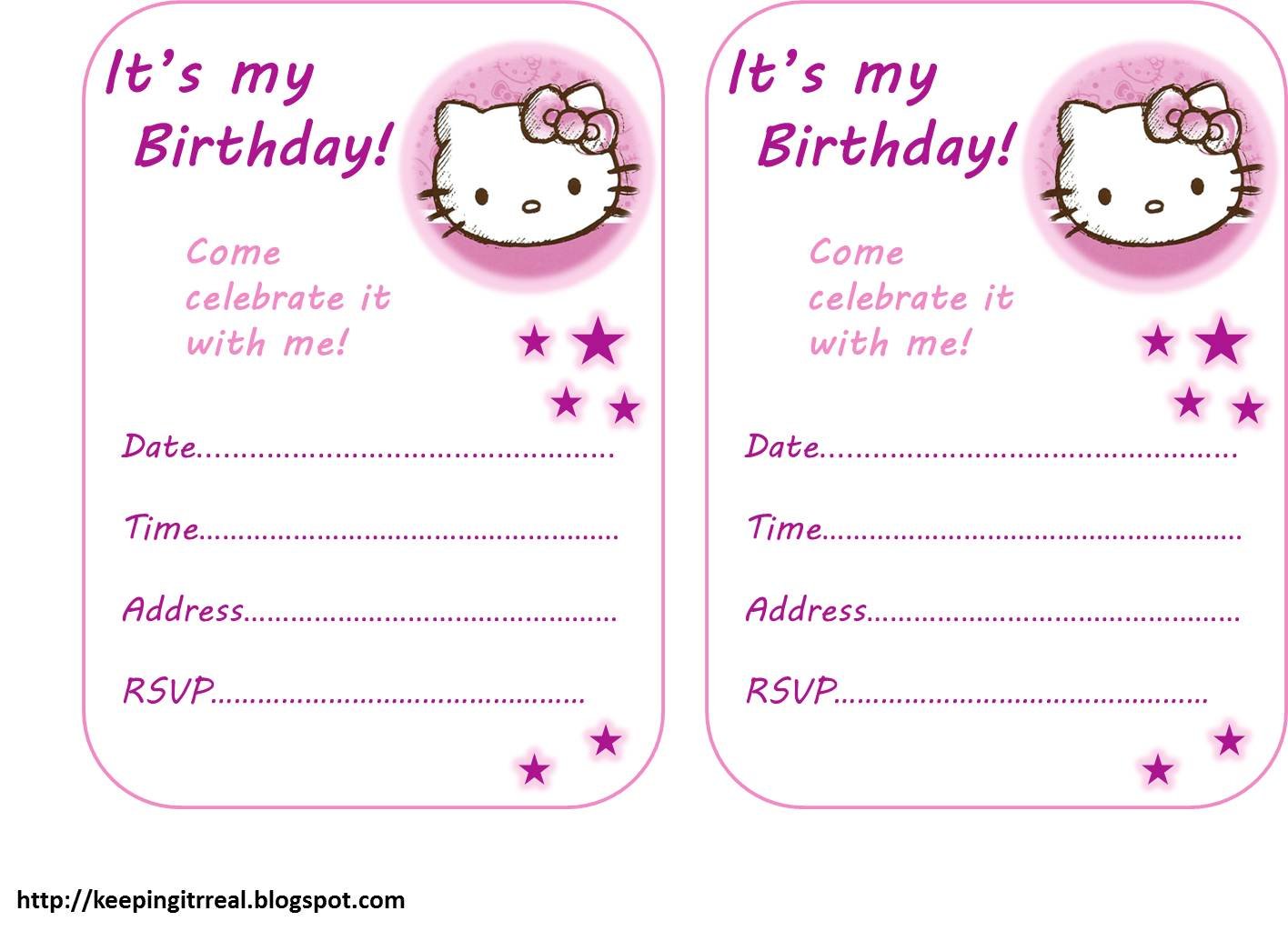 Hello Kitty Invitations Printable Free