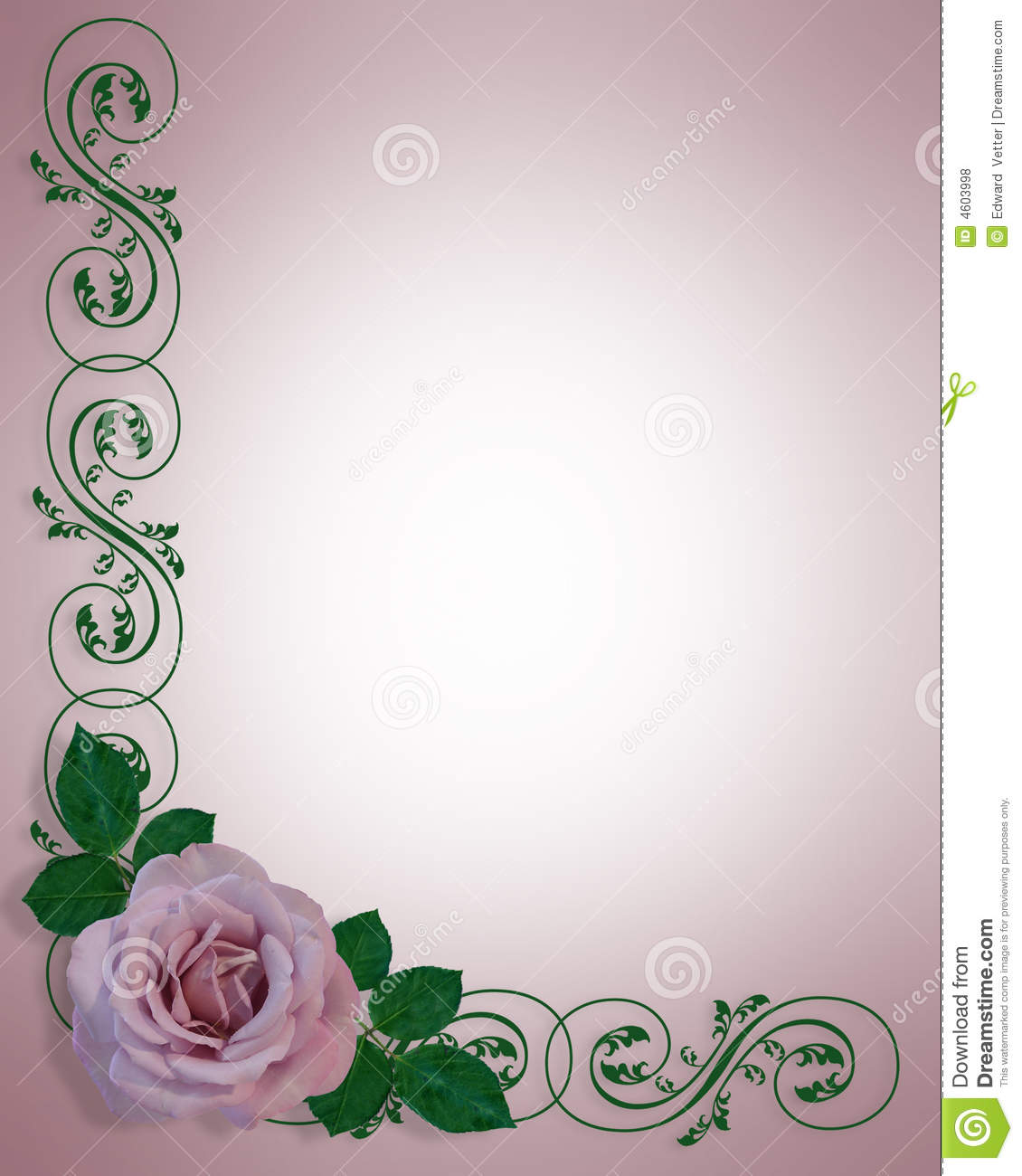 Lavender Rose Wedding Invitation Card Stock Illustration