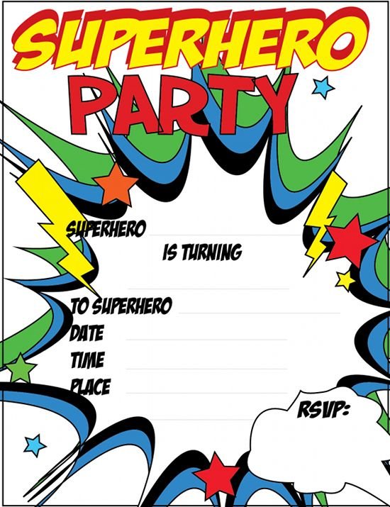 Lovely Free Printable Superhero Birthday Invitation Templates