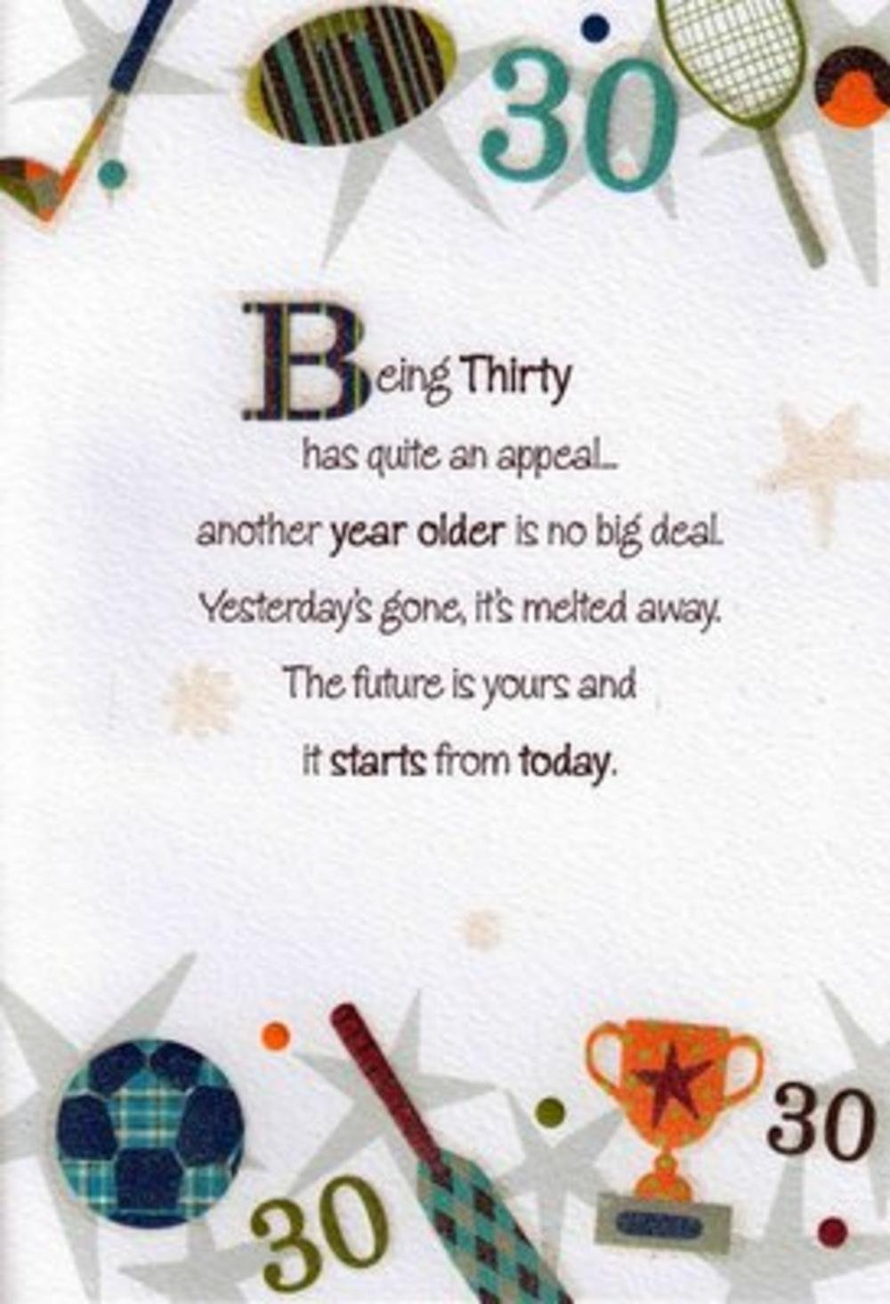Male 30th Birthday Poetry In Motion Card
