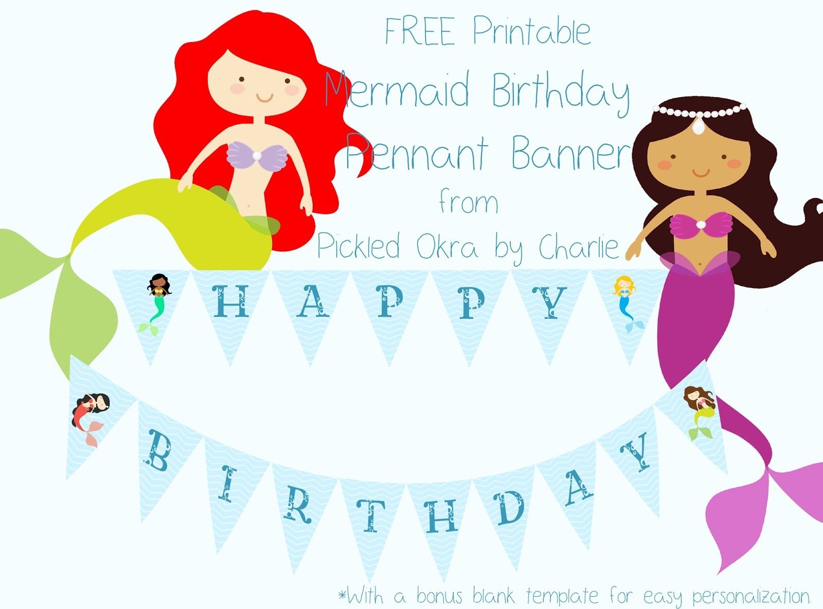 Mermaid Pennant Free Pri Marvelous Mermaid Birthday Invitations