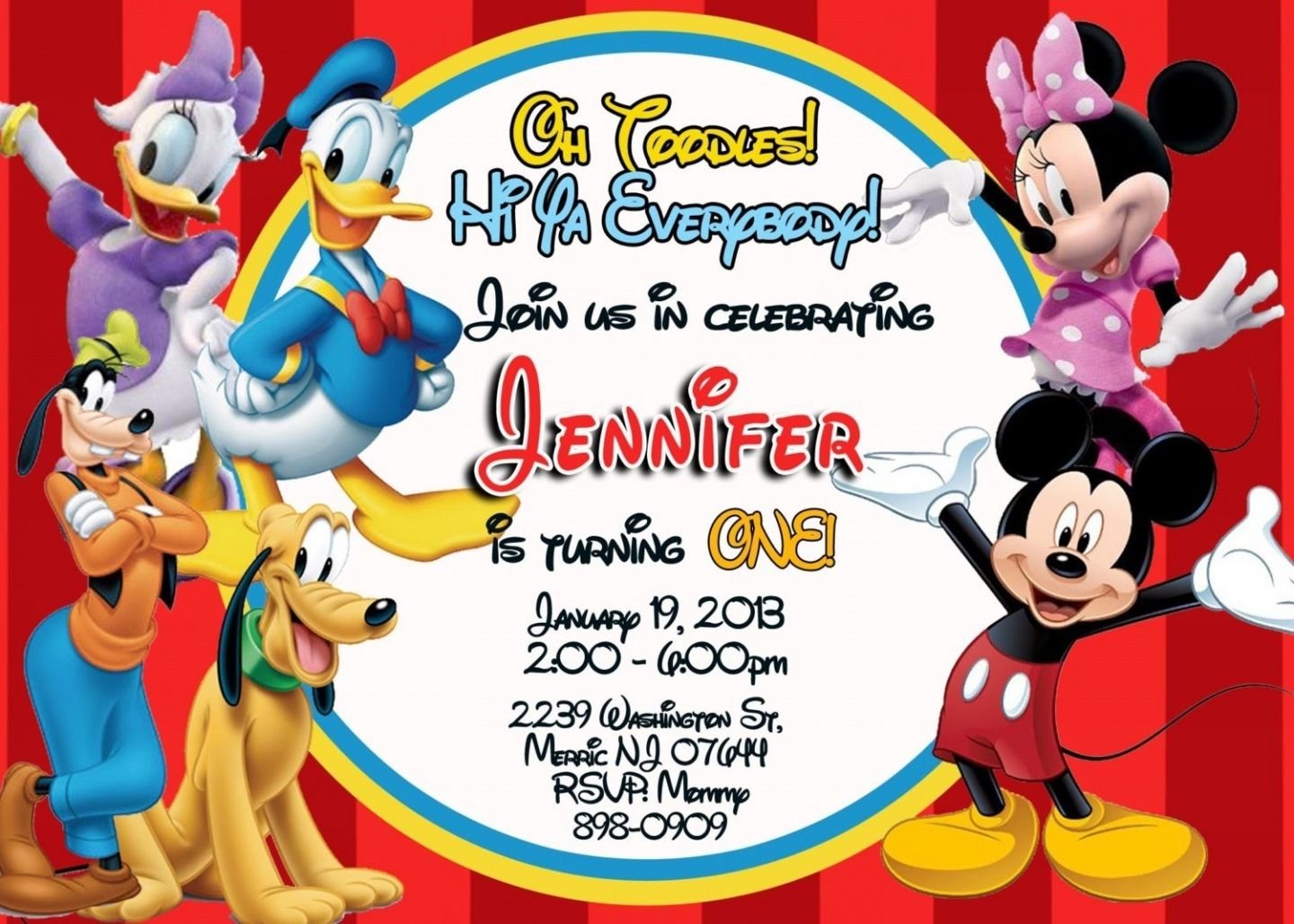 Mickey Mouse Clubhouse Birthday Invitation Template Stunning With