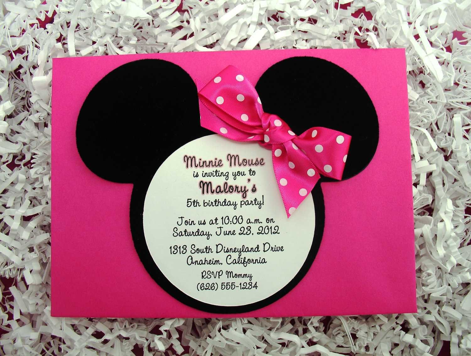 Minnie Mouse Birthday Party Invitations Minnie Mouse Birthday