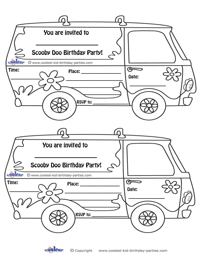 Printable Mystery Van Invitations