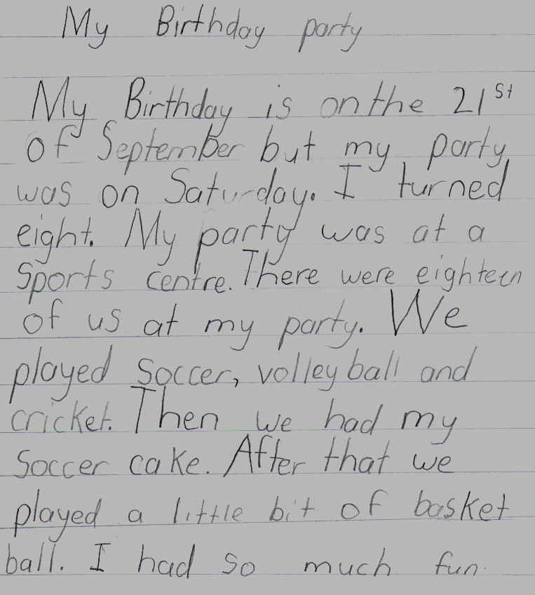 creative writing on birthday party
