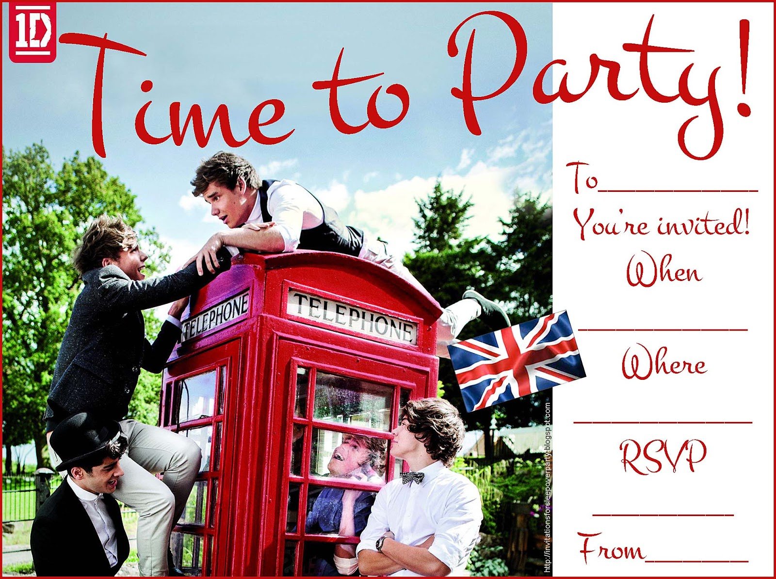 Girls Birthday Party Invitations   The Super Ideal One Direction
