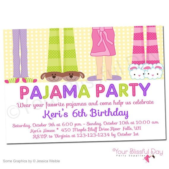 Party Invitation Template Pajama Party Invitations Party
