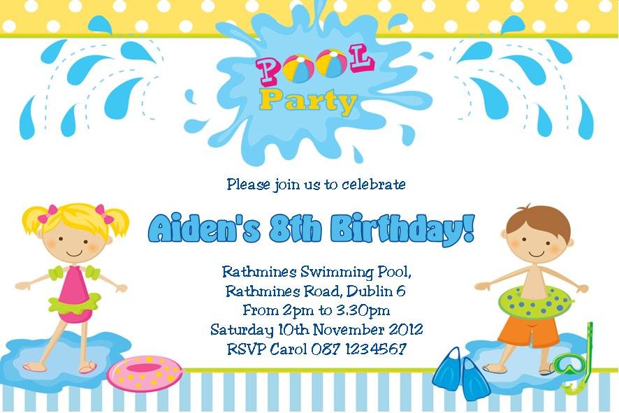 Pool Party Invites For Kids