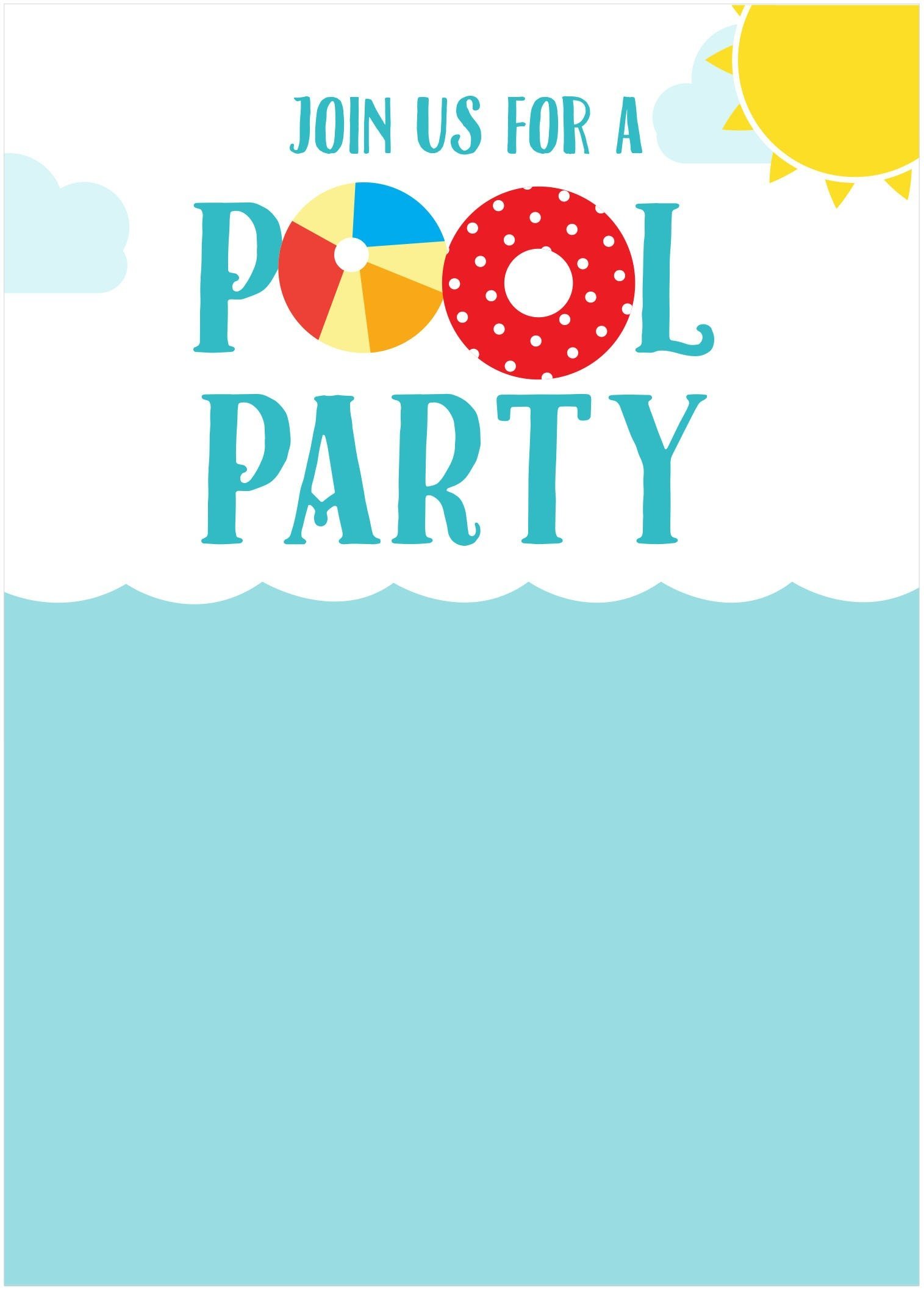 Pool Party Invitations Together With A Picturesque View Of Your
