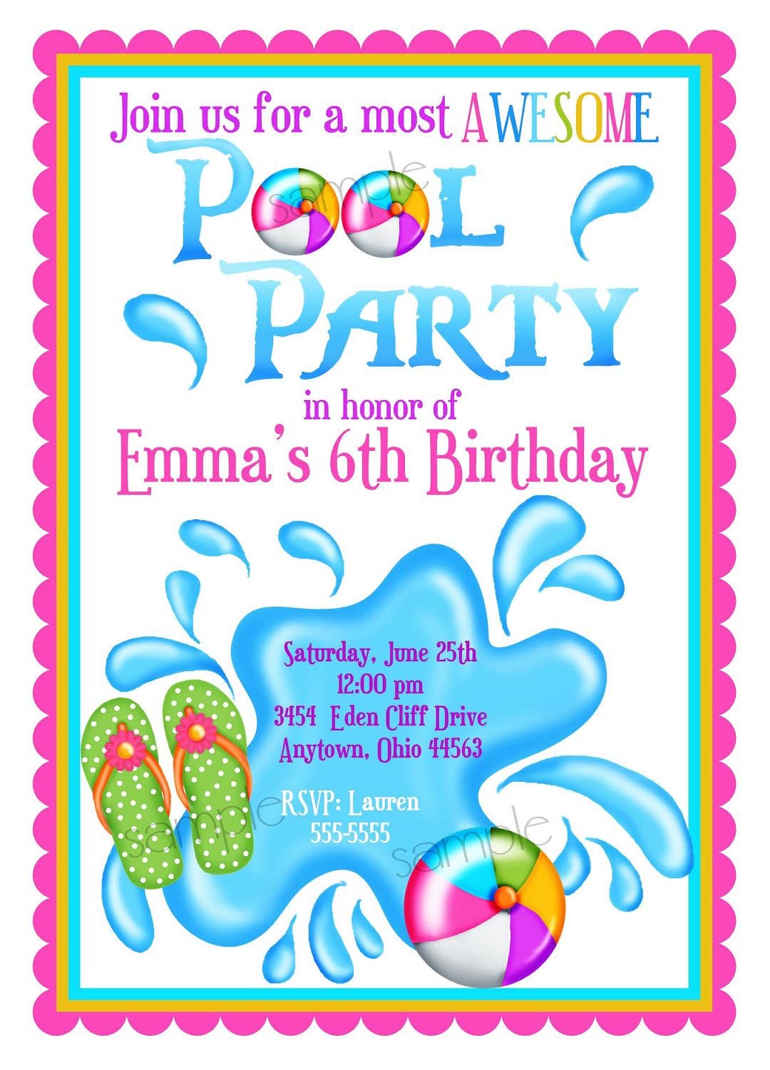 Kid Pool Party Invitation
