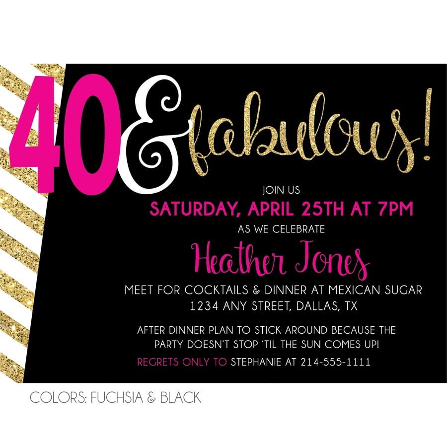 40 And Fabulous Birthday Party Invitation