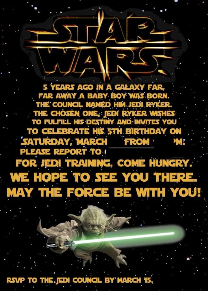 Star Wars Birthday Party Invitations Star Wars Birthday Party