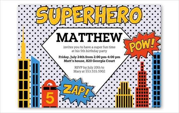 Superhero Birthday Invitations Templates Free Trend With Superhero