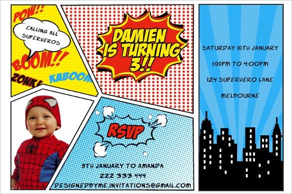 Superhero Invitation Template Pic Photo Bddafcafeecfbcb