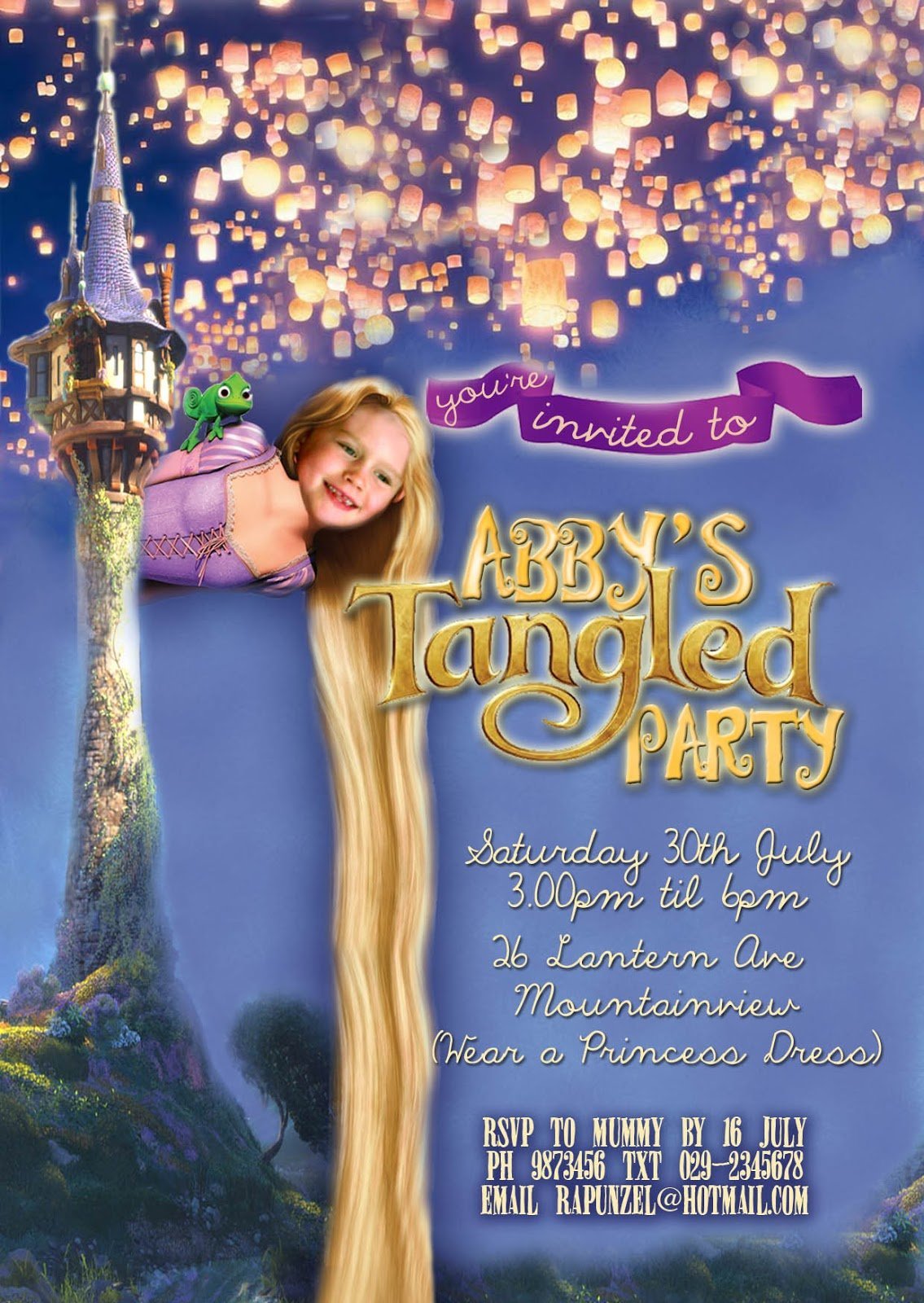 Free Kids Party Invitations  Tangled Party Invitation