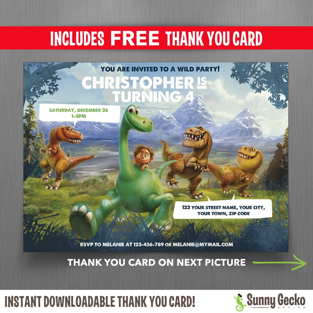 The Good Dinosaur 7x5 In  Birthday Party Invitation