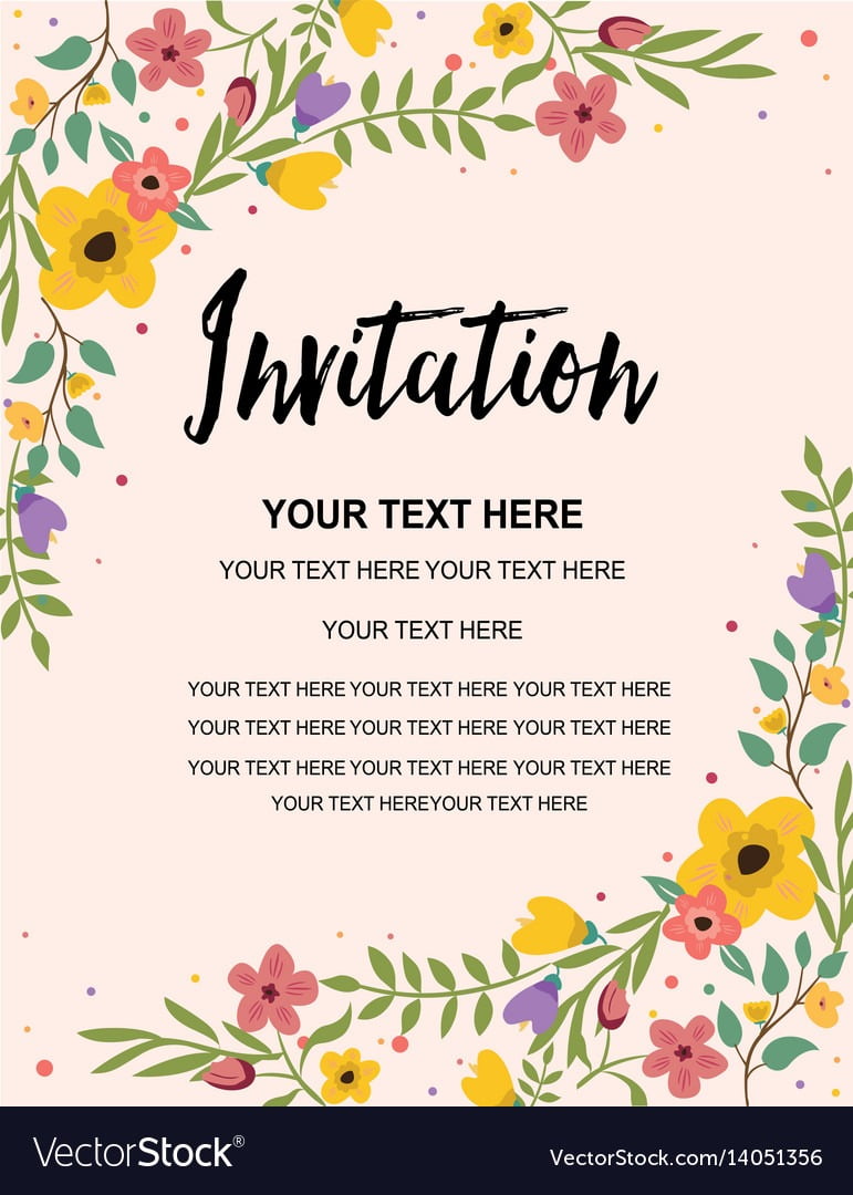 Vintage Floral Greeting Invitation Card Template Vector Image